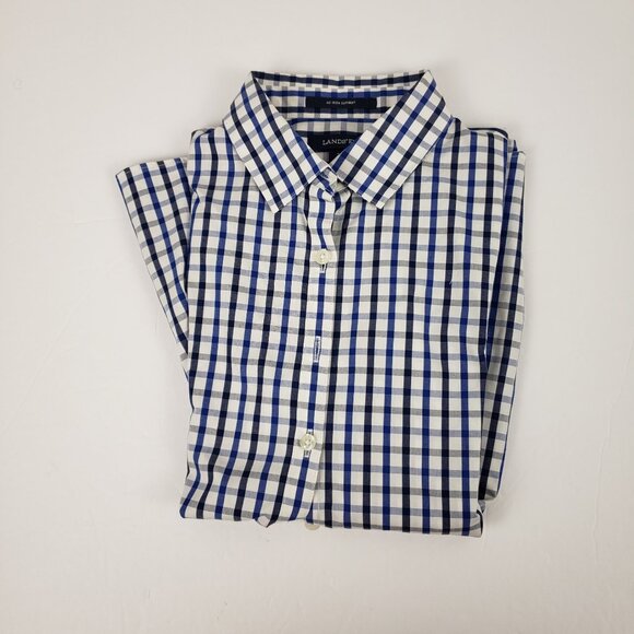 Lands End 2P Plaid 3/4 Roll Up Sleeve Women Top Shirt Petite Button Up Petite - Picture 4 of 11